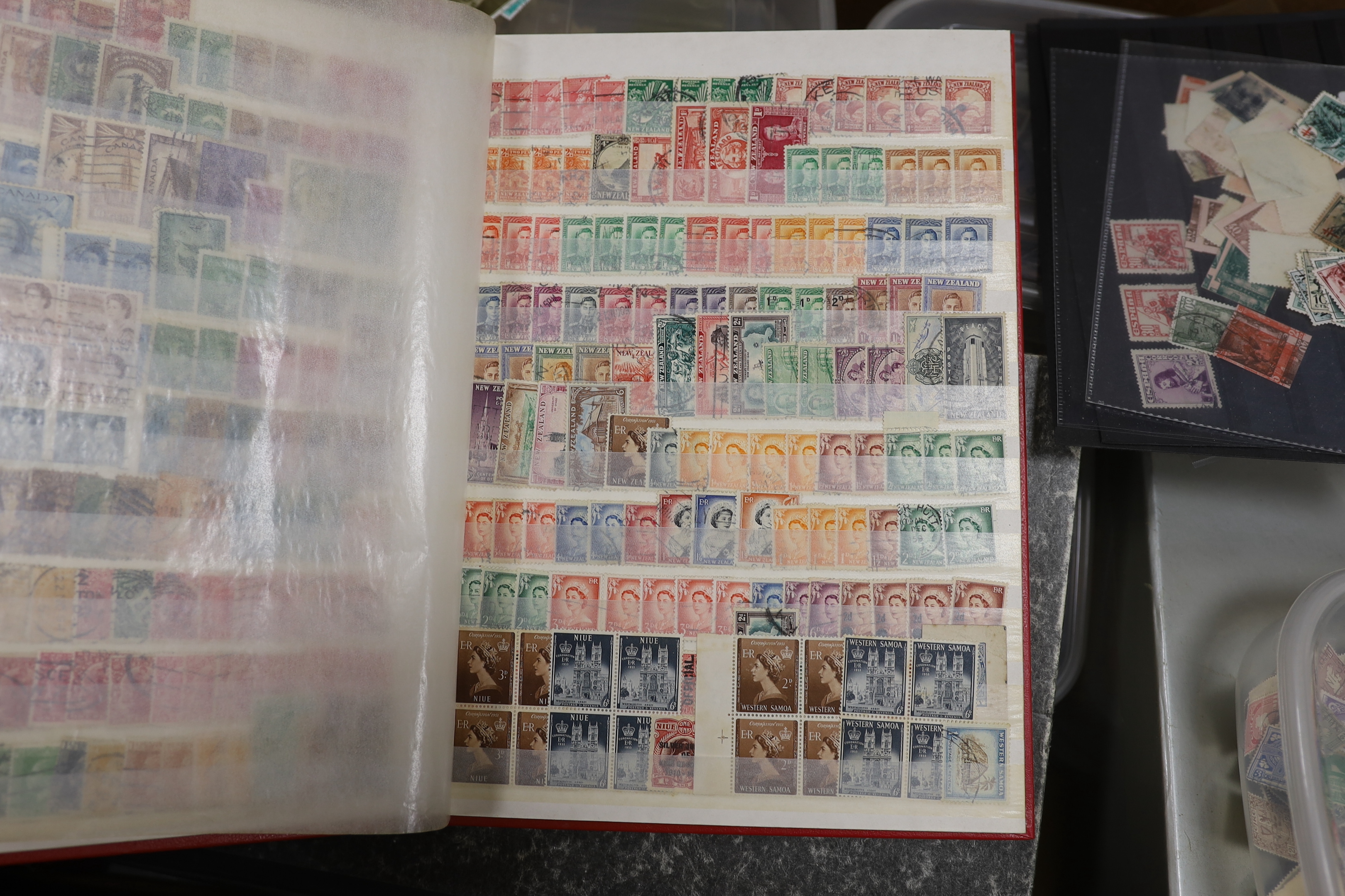 A very large quantity of stamps, some arranged in albums